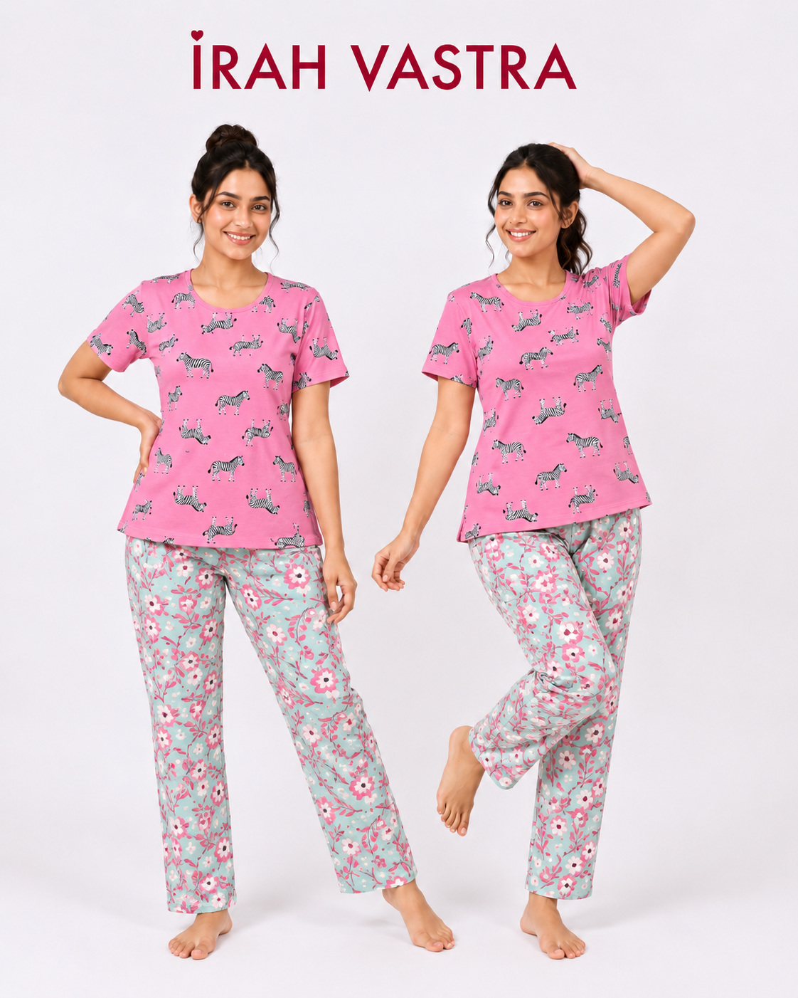 Women’s cotton printed nightwear set with comfortable pajama pants – Irah Vastra