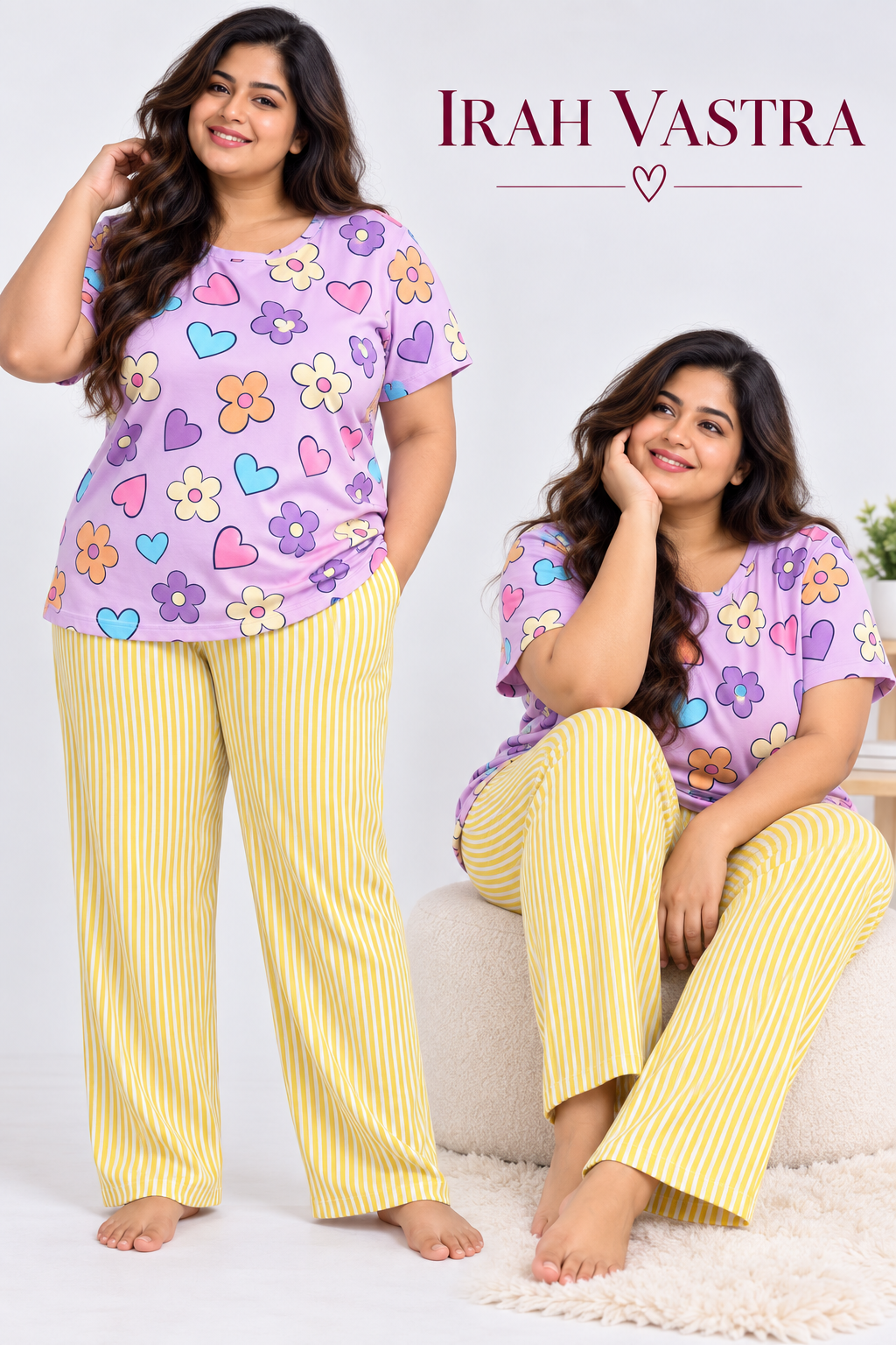 Women’s cotton printed nightwear set with comfortable pajama pants – Irah Vastra