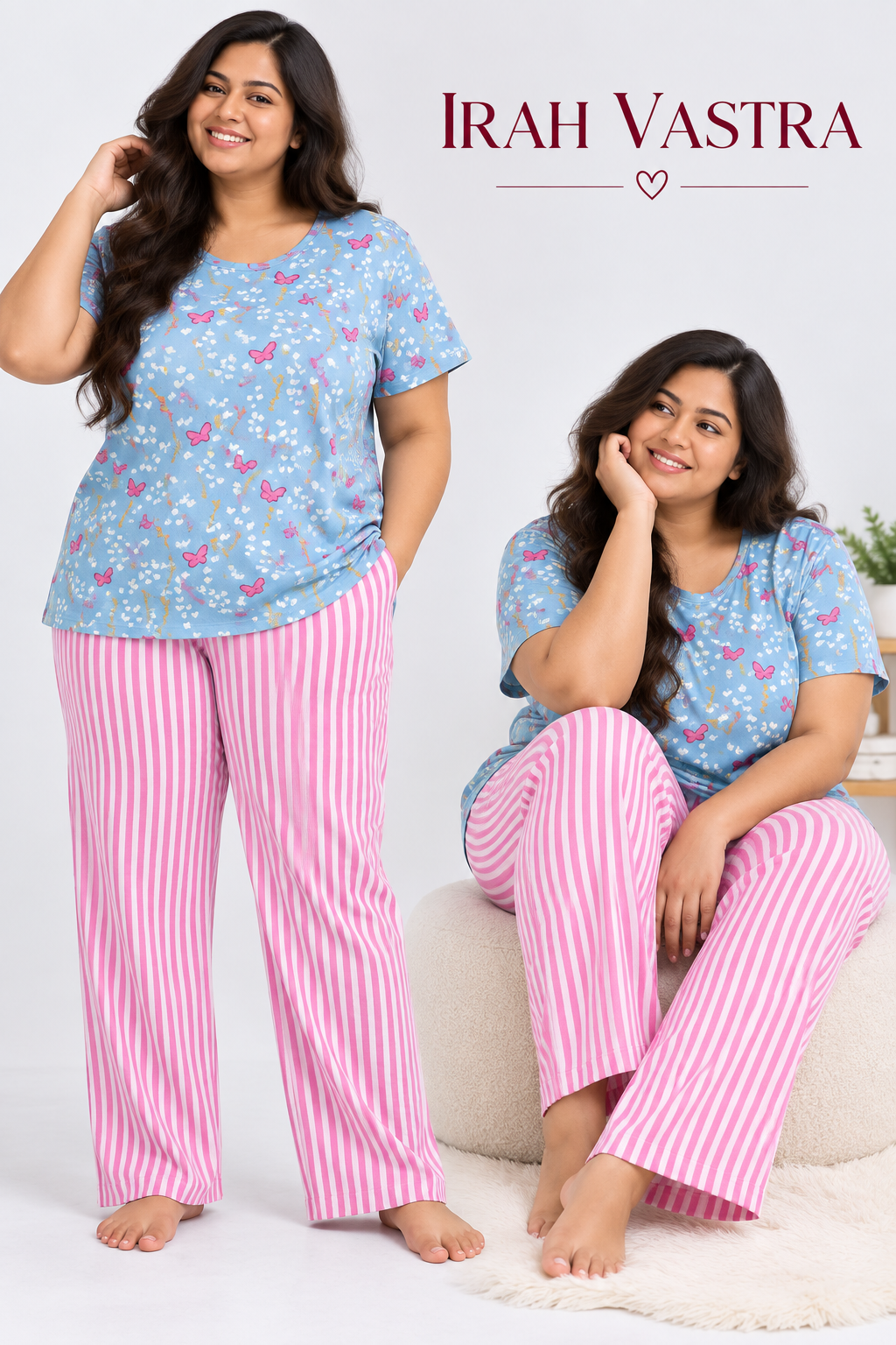 Women’s cotton printed nightwear set with comfortable pajama pants – Irah Vastra