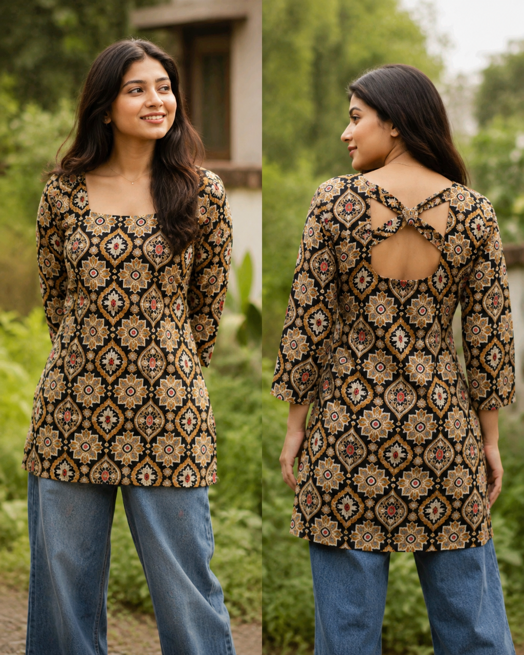 Pure cotton black kurti for women 