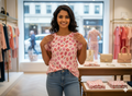 Irah Vastra ribbed T-shirt — front model view with product flatlay