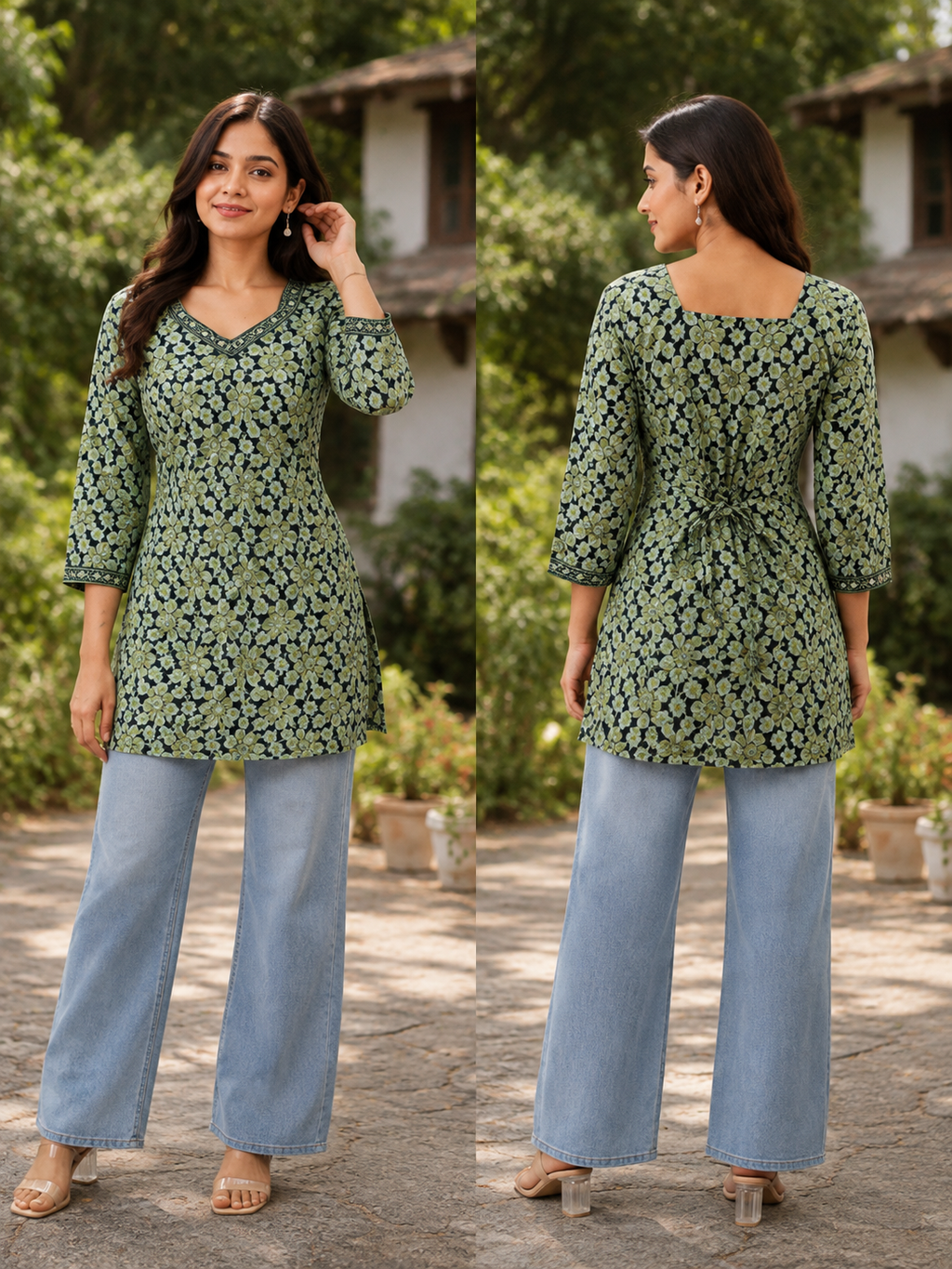 Green corset dori kurti for women 