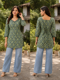 Green corset dori kurti for women 