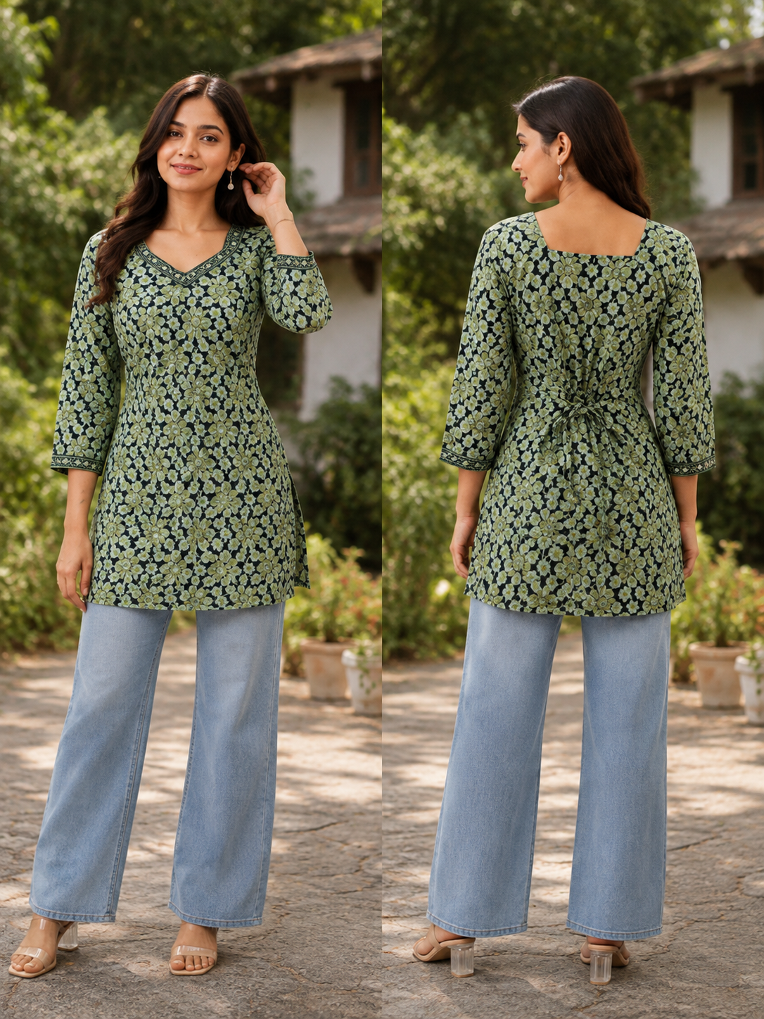 Green corset dori kurti for women 