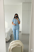 Women’s soft cotton peplum loungewear set

