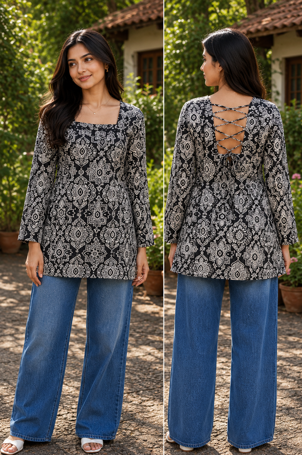 Black corset back dori short kurtis for women 
