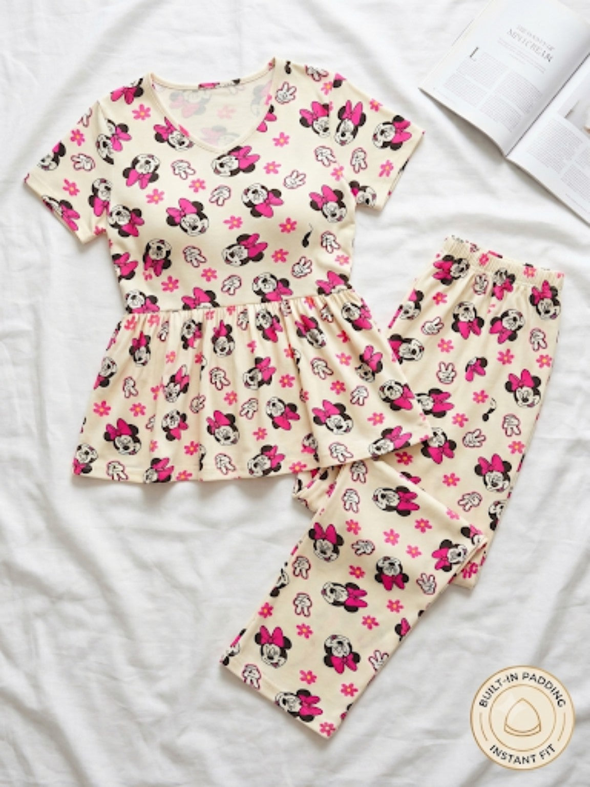 Women's padded peplum nightwear set in soft comfortable fabric for stylish sleepwearort_by=manual